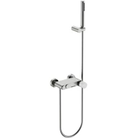 Смеситель для ванны Boheme Stick Mramor Grey 123-NB-MR-GR с душевым гарнитуром, никель матовый/серый мрамор