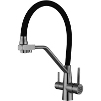 Смеситель для кухни Boch Mann Else BM10428 с подключением к фильтру, гибким изливом, серый матовый