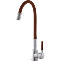 Смеситель для кухни Plstart PG54022B29 с гибким изливом, хром/коричневый
