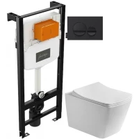 Комплект подвесной унитаз Art&Max Techno AM9310CHR/SC + система инсталляции Jacob Delafon E24156-NF + E20859-7-BMT