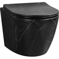 Унитаз подвесной Ceruttispa Sella Aria CT9531 безободковый, торнадо, с сиденьем микролифт, черный мрамор