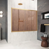 Шторка на ванну Vegas Glass Z2V Protec 175 03 05 175 см, профиль золотой матовый, стекло бронза