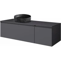 Тумба с раковиной Armadi Art Quatro Antracite 790-M2-140-A-A-LED + 792-140-A + 801-NM 141 см L, подвесная, со столешницей, подсветкой, антрацит матовый
