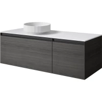 Тумба с раковиной Armadi Art Quatro Oak Antracite 790-M2-120-OA-A + 792-120-W + 801-R-MW 121 см L , подвесная, со столешницей, темный дуб