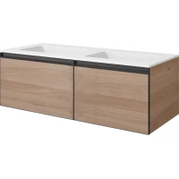 Тумба с раковиной Armadi Art Quatro Willow 790-M2-140(70+70)-W-A+L + 793-140-2-W 141 см, подвесная, с подсветкой, ива