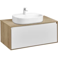 Тумба с раковиной дуб эльвезия/белый глянец 89 см Акватон Либерти 1A2799K5LYC70