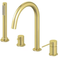 Смеситель на борт ванны Timo Saona 2320/17Y с душевым гарнитуром, золотой матовый