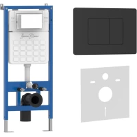 Инсталляция для унитаза Iberica Blanca Silencio Inox-C IB001.112 с кнопкой смыва, черный матовый