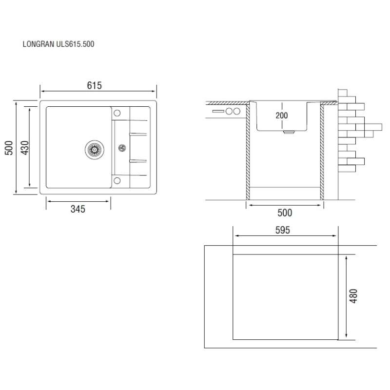 Кухонная мойка арена Longran Ultra ULS615.500 - 47