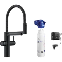 Смеситель для кухни Blanco Evol-S Pro Filter 526636 с фильтром, гибким изливом, черный матовый