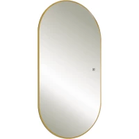 Зеркало AQUAme AQM9108G 55x105 см, с LED-подсветкой, сенсорным выключателем, антизапотеванием, золотой