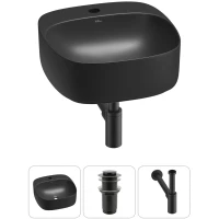 Раковина-чаша Wellsee Ideal 20214147R 42x42 см, накладная, черный матовый, с донным клапаном и сифоном