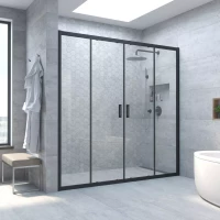 Душевая дверь Vegas Glass Z2P NOVO h2000 205 02M 02 205 см, профиль черный матовый, стекло шиншилла