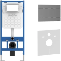 Инсталляция для унитаза Iberica Blanca Silencio Inox-R IB001.015.02 с кнопкой смыва, вороненая сталь