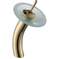 Смеситель для раковины Kraus Waterfall KGW-1700G без донного клапана, золотой