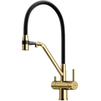 Смеситель для кухни Sancos Dora SC4003BG с подключением к фильтру, гибким изливом, золотой матовый