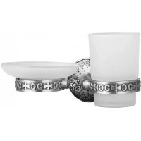 Стакан для зубных щеток с мыльницей Zorg Antic AZR 21 SL настенный, серебро