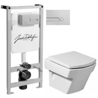 Комплект подвесной унитаз Roca Hall 346627000 + 801622004 + система инсталляции Jacob Delafon E5504-NF + E4326-CP