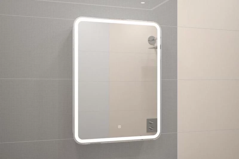 Зеркальный шкаф Misty Элиот МВК017 60x80 см L, с LED-подсветкой, сенсорным выключателем, диммером, белый матовый - фото 1
