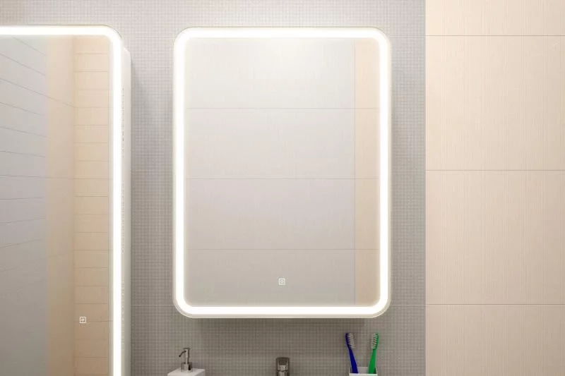 Зеркальный шкаф Misty Элиот МВК017 60x80 см L, с LED-подсветкой, сенсорным выключателем, диммером, белый матовый