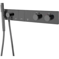 Термостат для ванны Boheme Zodiac 133-SYS-SGM встраиваемый, с душевым гарнитуром, графит глянец