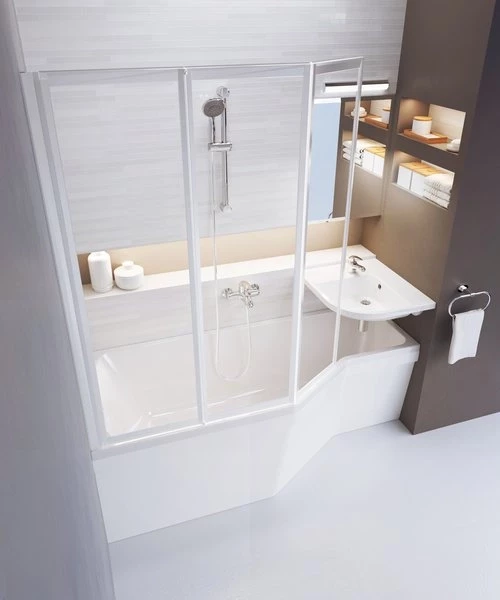 Шторка для ванны складывающаяся трехэлементная Ravak VS3 130 белая+транспарент 795V0100Z1 - фото 4
