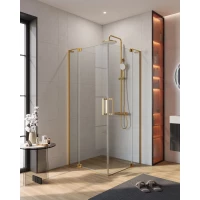 Душевой уголок Cezares Slider SLIDER-A-2-90/100-C-BORO 90-100x90-100 см, профиль золотой матовый, стекло прозрачное