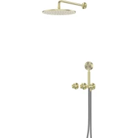 Душевой комплект Abber Wasser Kreis 316 AF8151BG 300 мм, с термостатом, золотой матовый