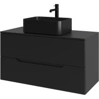Тумба с раковиной Orange Line Li-100TubMDF+B02-460MB 100,4 см, подвесная, со столешницей, черный матовый