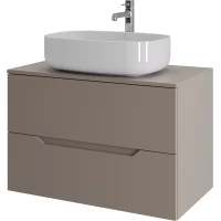 Тумба с раковиной Orange Line Li-80TuLMDF+B07-540W 80,2 см, подвесная, со столешницей, латте матовый