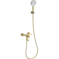 Смеситель для ванны Wonzon & Woghand Click WW-FE05L221-BG с душевым гарнитуром, золотой матовый