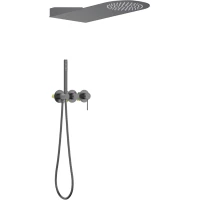 Душевой комплект Timo Saona SX-2340/18SM 230 мм, со смесителем, вороненая сталь