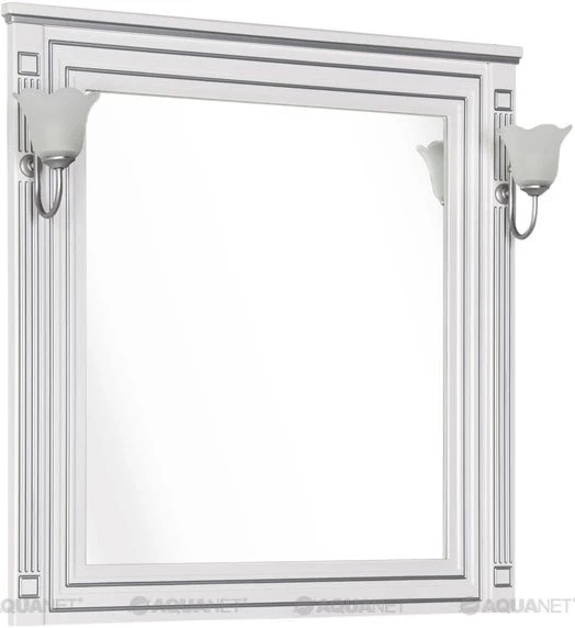 Зеркало 90x96,3 см белый серебряная патина Aquanet Паола 00181769 зеркало aquanet паола 120 черное 181767