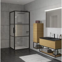 Душевой уголок Riho Grid GB201 G004010121 90x80 см, профиль черный матовый, стекло прозрачное