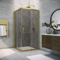 Душевой уголок Vegas Glass ZA NOVO h2000 110 03 07 110x110 см, профиль золотой матовый, стекло графитовое