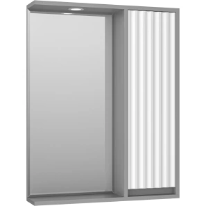 Изображение товара зеркальный шкаф brevita balaton bal-04065-01-01п 62,5x80 см r, с подсветкой, выключателем, белый матовый/серый матовый