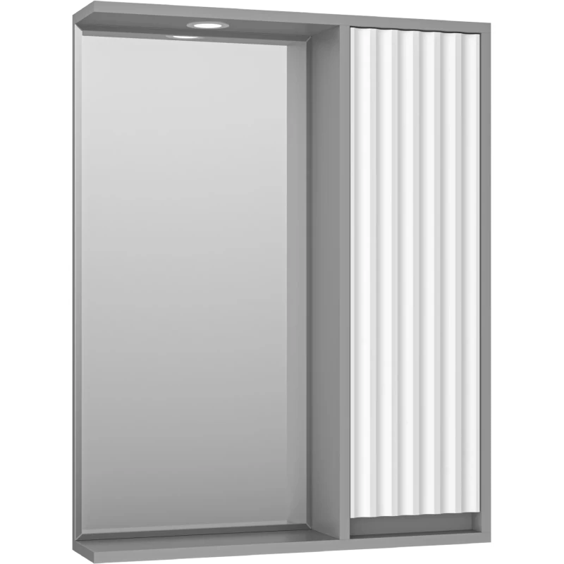 Зеркальный шкаф Brevita Balaton BAL-04065-01-01П 62,5x80 см R, с подсветкой, выключателем, белый матовый/серый матовый