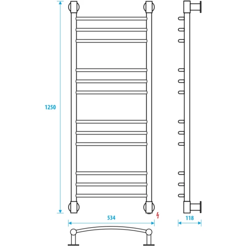 Полотенцесушитель электрический 1250x500 Energy Ergo2 EETR0ERGO21255R903M