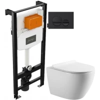 Комплект подвесной унитаз Art&Max Bianchi AM9311CHR/SC + система инсталляции Jacob Delafon E24156-NF + E20859-7-BMT