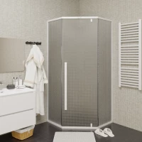 Душевой уголок Ceruttispa C3AWD 87x87 см, профиль белый матовый, стекло рифленое
