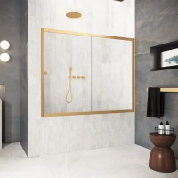 Шторка на ванну Vegas Glass ZV Protec 160 03 crystalvision 160 см, профиль золотой матовый, стекло прозрачное