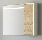 Зеркальный шкаф 90x65 см с подсветкой белый глянец/дуб сонома Aqwella 5 Stars Miami Mai.02.09