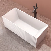 Ванна из литьевого мрамора Abber Stein AS9602 170x75 см, отдельностоящая, белый матовый