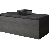 Тумба с раковиной Armadi Art Quatro Oak Antracite 790-M1-100-OA-A + 792-100-A + 801-NM 101 см , подвесная, со столешницей, темный дуб