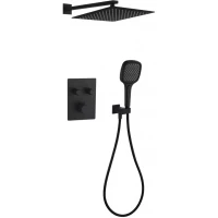 Душевой комплект Grocenberg GB5040BL 300 мм, с термостатом, черный матовый