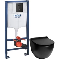 Комплект подвесной унитаз SantiLine SL-5002MB + система инсталляции Grohe 38811kf0