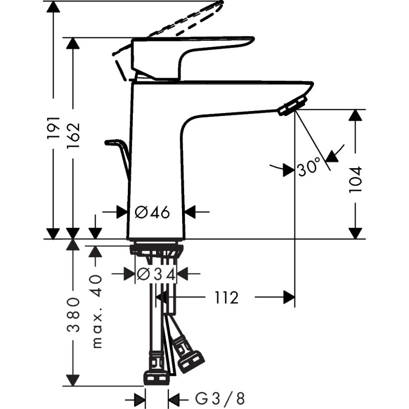 Смеситель для раковины с донным клапаном Hansgrohe Talis E 71710700