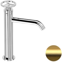 Смеситель для раковины Remer Chrono CH12ABG без донного клапана, золотой матовый