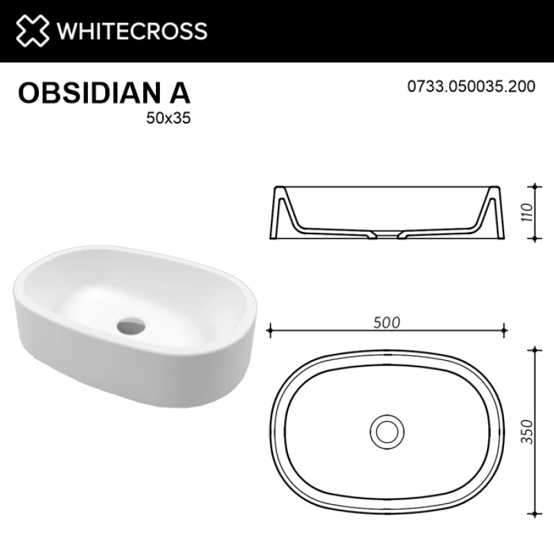 Раковина 50x35 см Whitecross Obsidian A 0733.050035.200