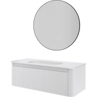 Комплект мебели Armadi Art Voi Matt White 782-120-R-MW + 786-120-MW + 545-100-B 122 см, подвесной, белый матовый